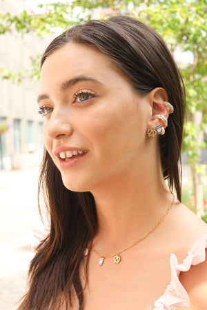 New York Coffee Cup Enamel Charm Stud Earrings