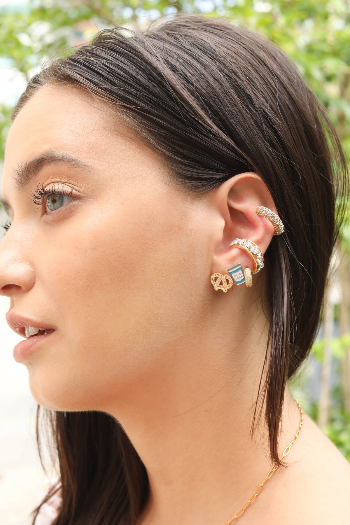 New York Pretzel Enamel Charm Stud EarringsMure + Grand