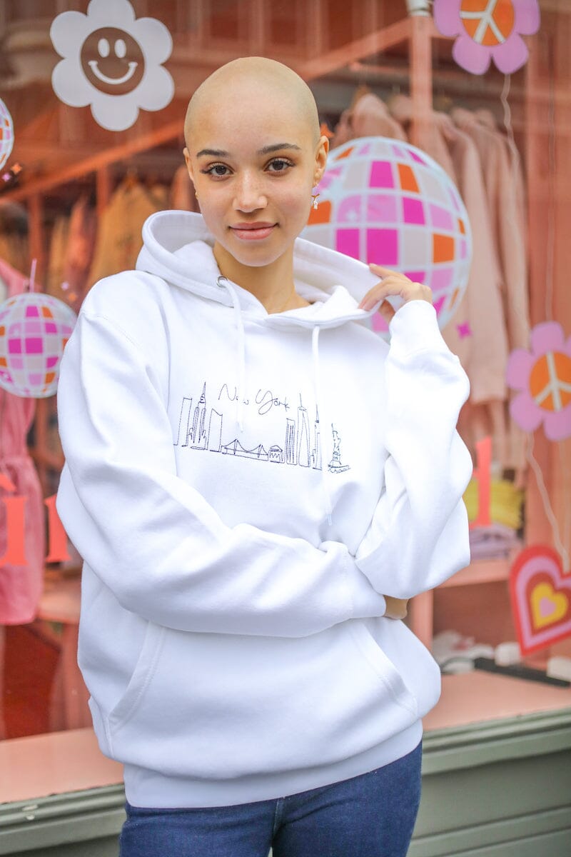 New York Skyline Embroidered Hoodie