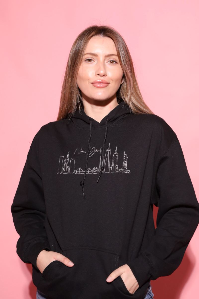 Black on discount black embroidered hoodie