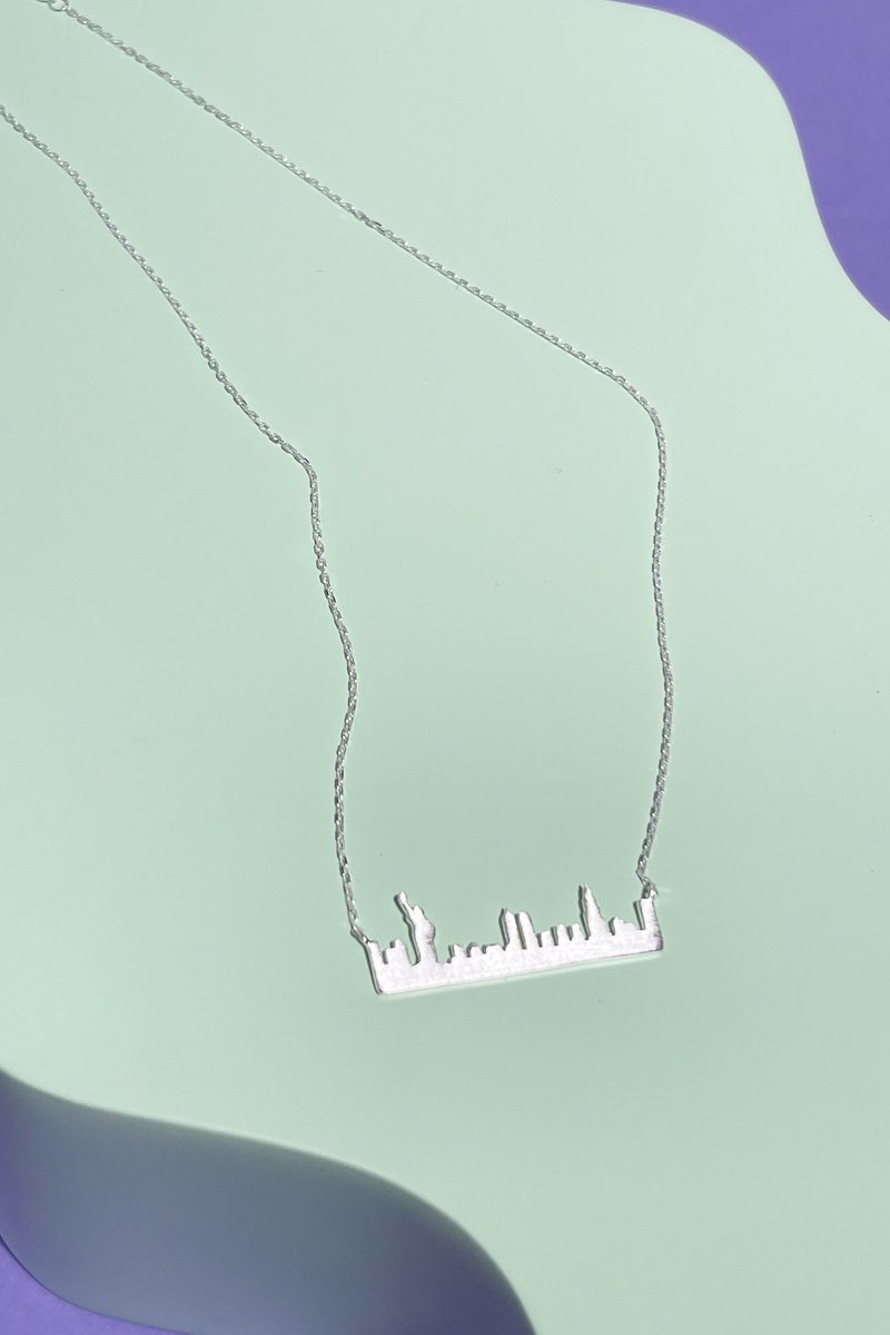 New York Skyline Necklace Sterling Silver Necklace Mulberry & Grand Silver 