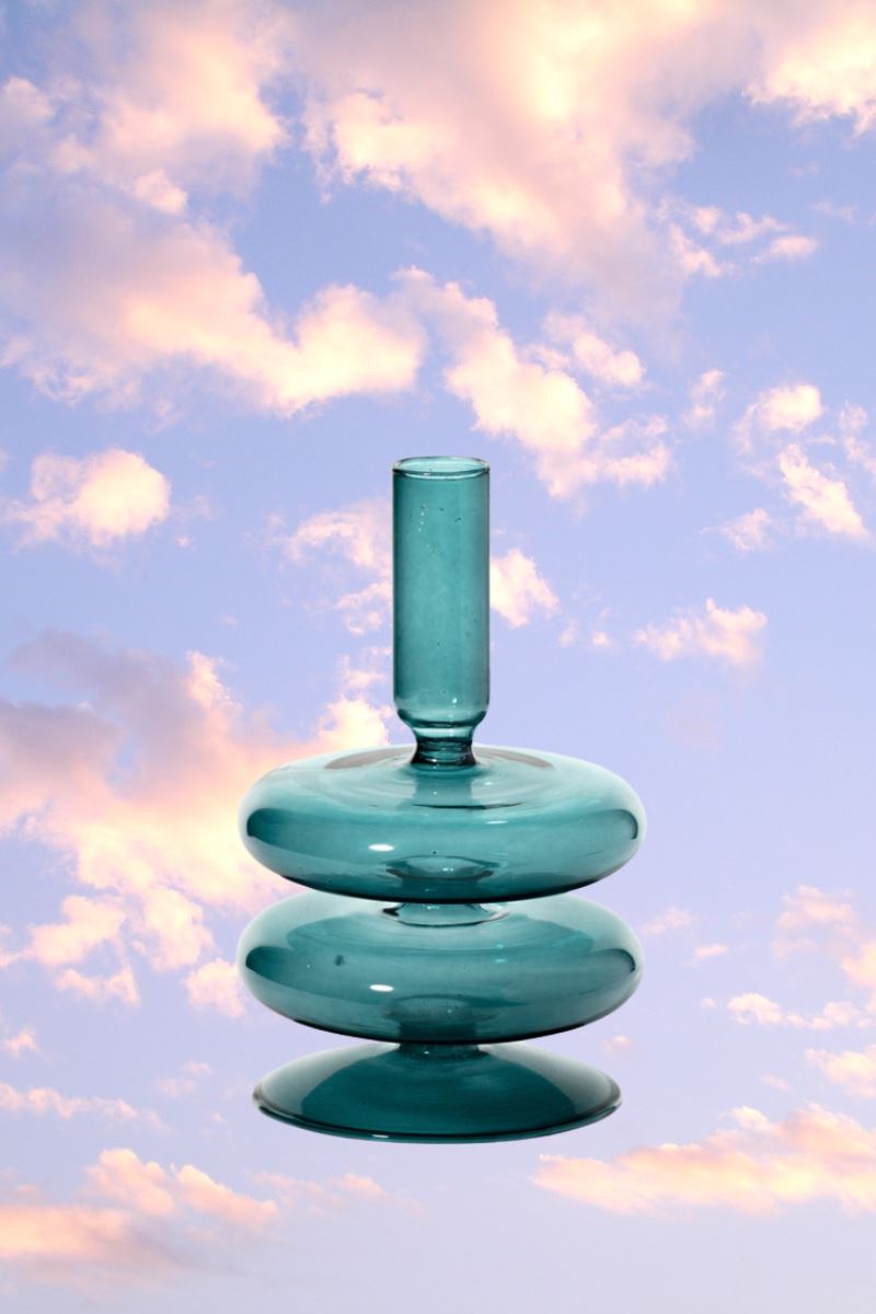 Ocean Blue Vintage Inspired Glass Candle Holder Candle Holders Maegen 