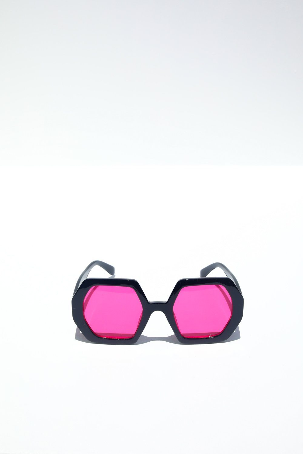Octagon Chunky Sunglasses Sunglasses Mulberry & Grand Black with Pink Lens 