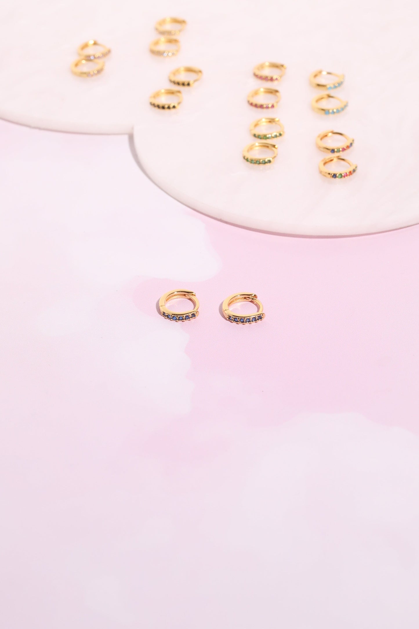 Olivia Crystal Sterling Silver Huggie Earrings Earrings mure + grand Royal 