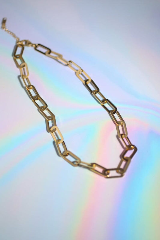 Paperclip Chain Link Necklace Necklaces Mure + Grand Gold 
