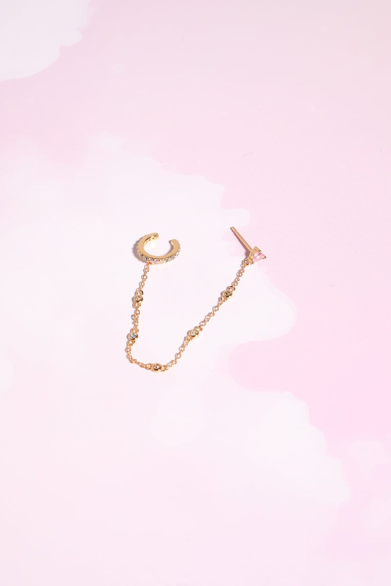 Pastel Heart Ear Cuff Sterling Silver Chain Link Earring Earrings mure + grand 