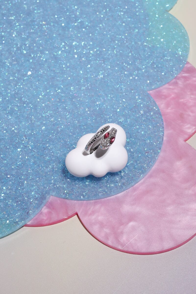 Pink Snake Stacking Ring Rings Mure + Grand Silver 