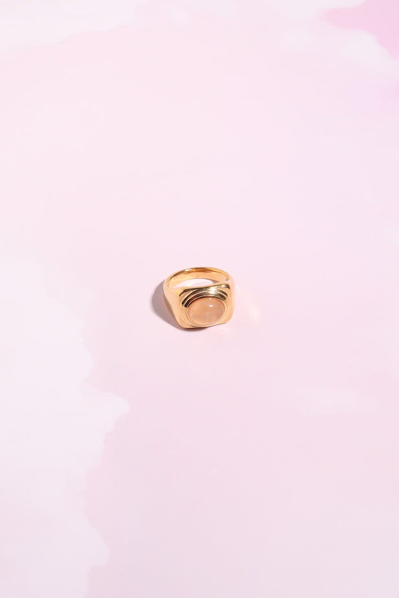 Pink Stone Rippled Stacking Ring Rings mure + grand 