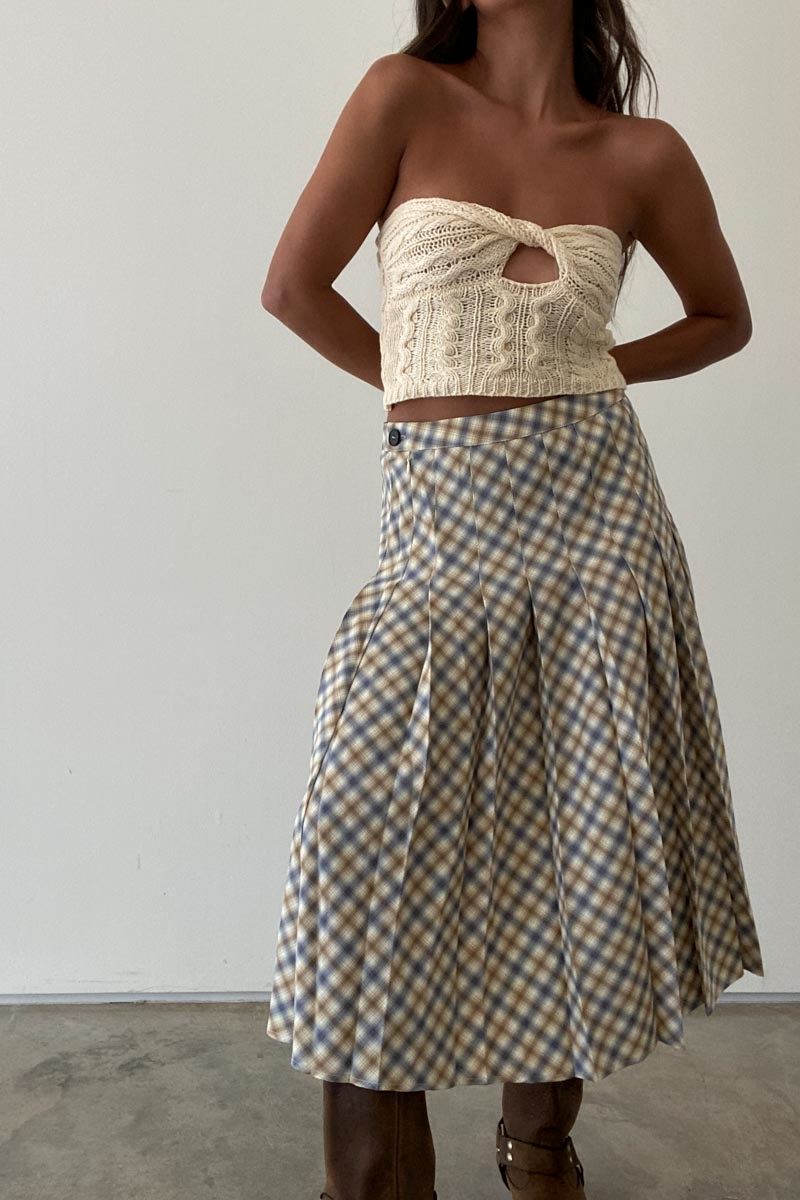 Plaid Pleated Midi Skirt Clothing Et Clet 