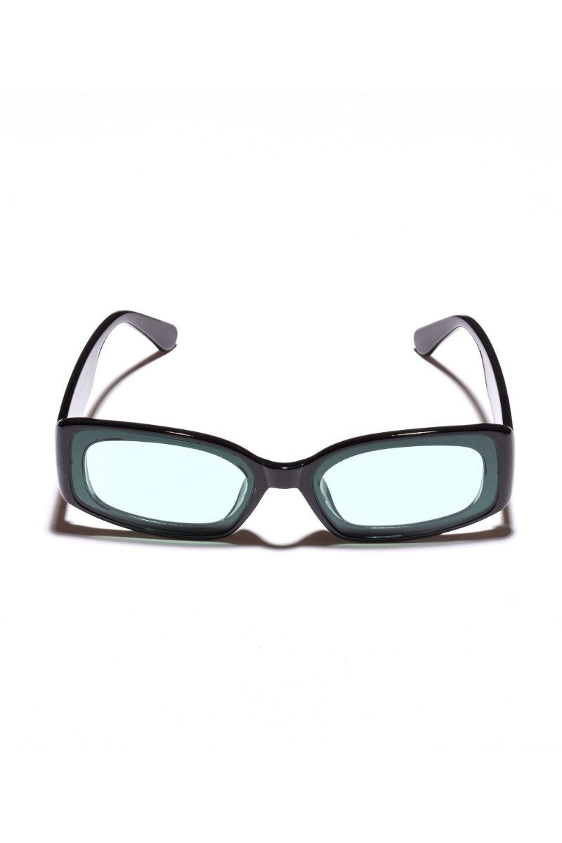Poolside Sunglasses in Black with Green Lens by Mulberry and Grand