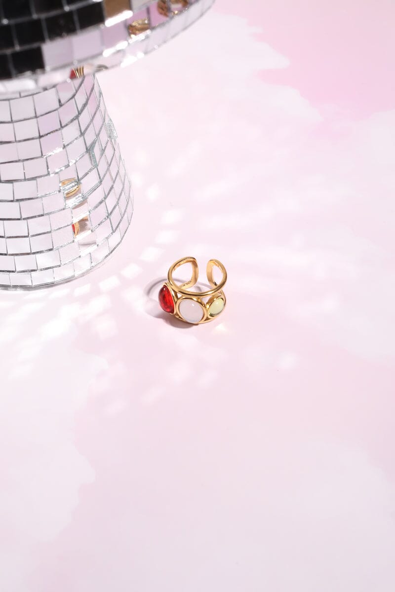 Precious Stone Stacking Ring Rings mure + grand Red 6 