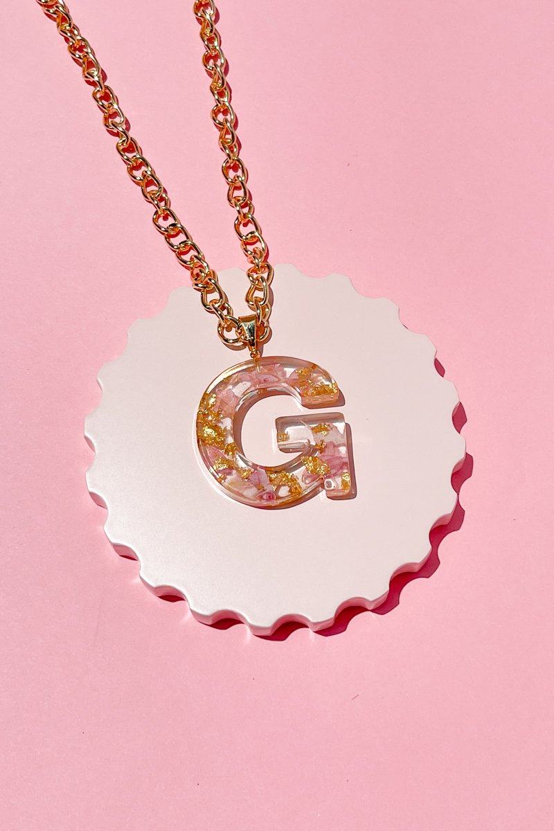 Pressed Flower Initial Necklace Necklace Mure + Grand G 