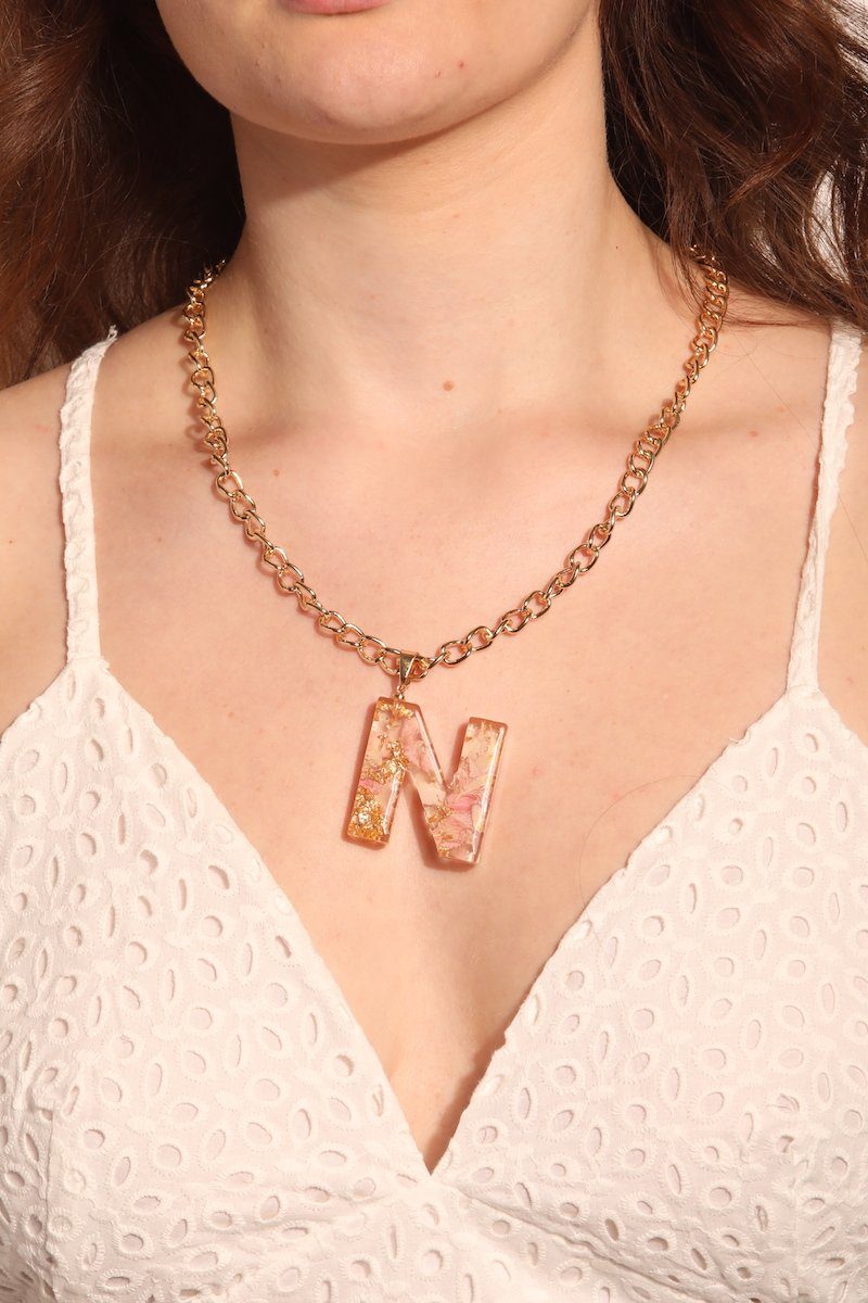 Pressed Flower Initial Necklace Necklace Mure + Grand N 