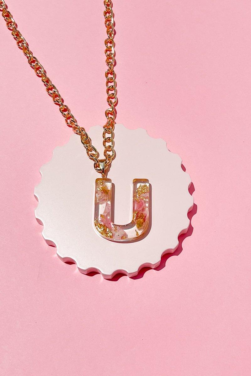 Pressed Flower Initial Necklace Necklace Mure + Grand U 
