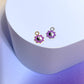 Purple Flower Yin Yang Enamel Dangle Charm Earrings Mure + Grand Silver 