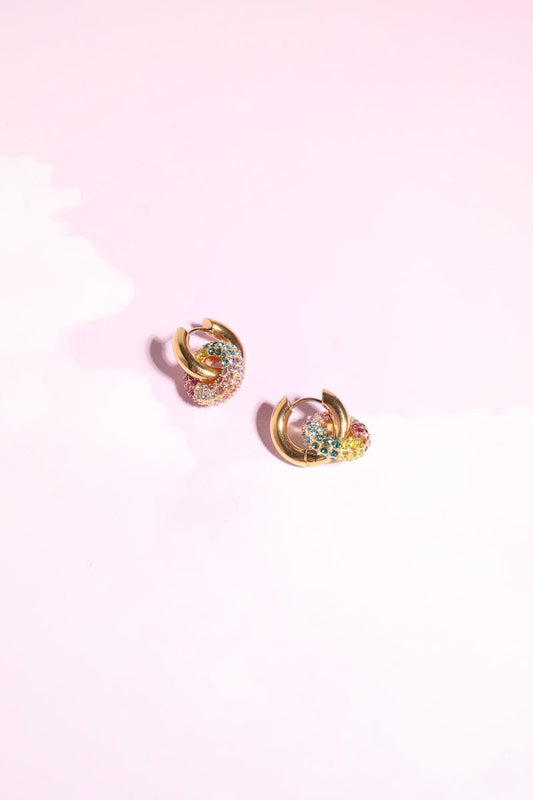 Rainbow Wheel Charm Dangle Earrings Earrings mure + grand 