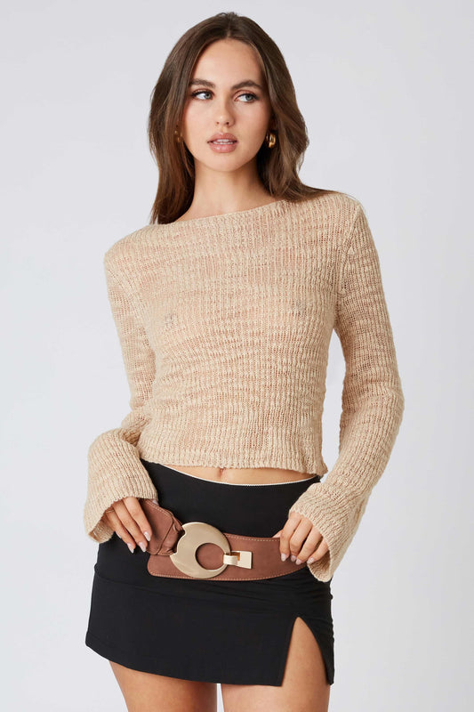 Ribbed Long Sleeve Knit Top Clothing Cotton Candy LA 