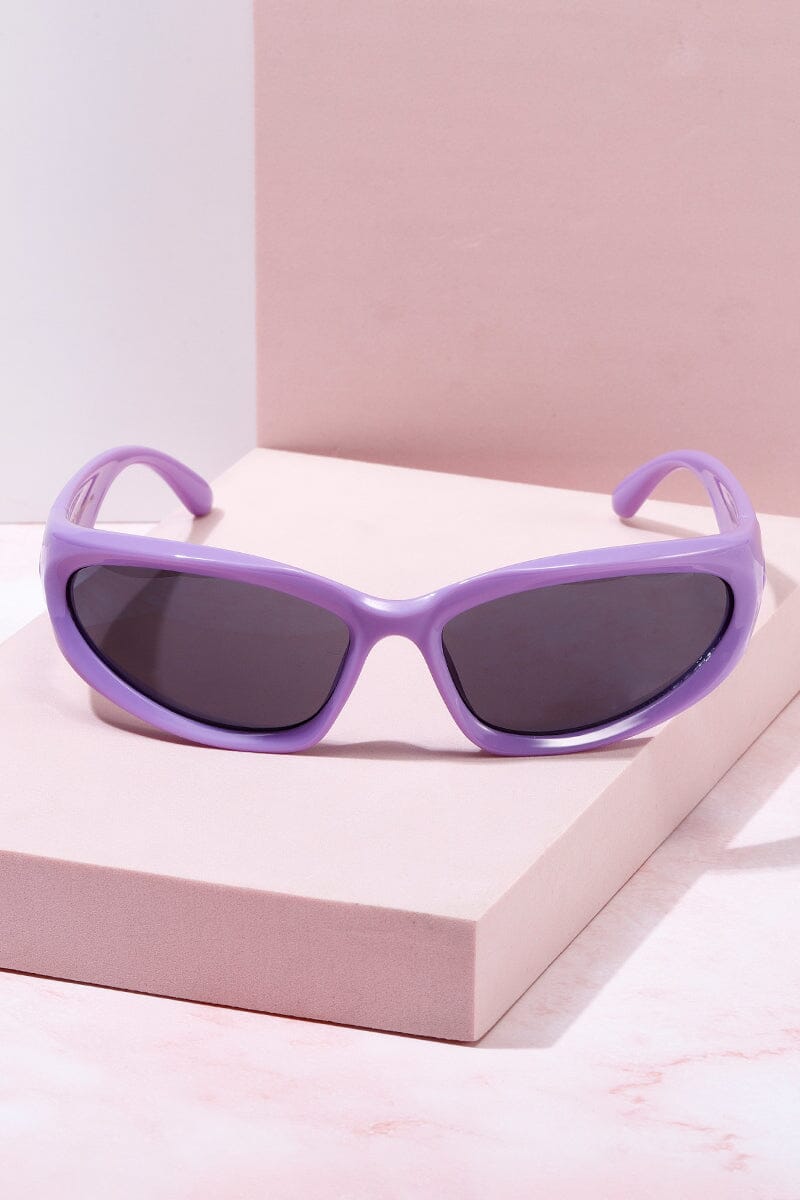 Santa Monica Wrap Around Frame Sunglasses Sunglasses mure + grand Purple/Purple Mirro 