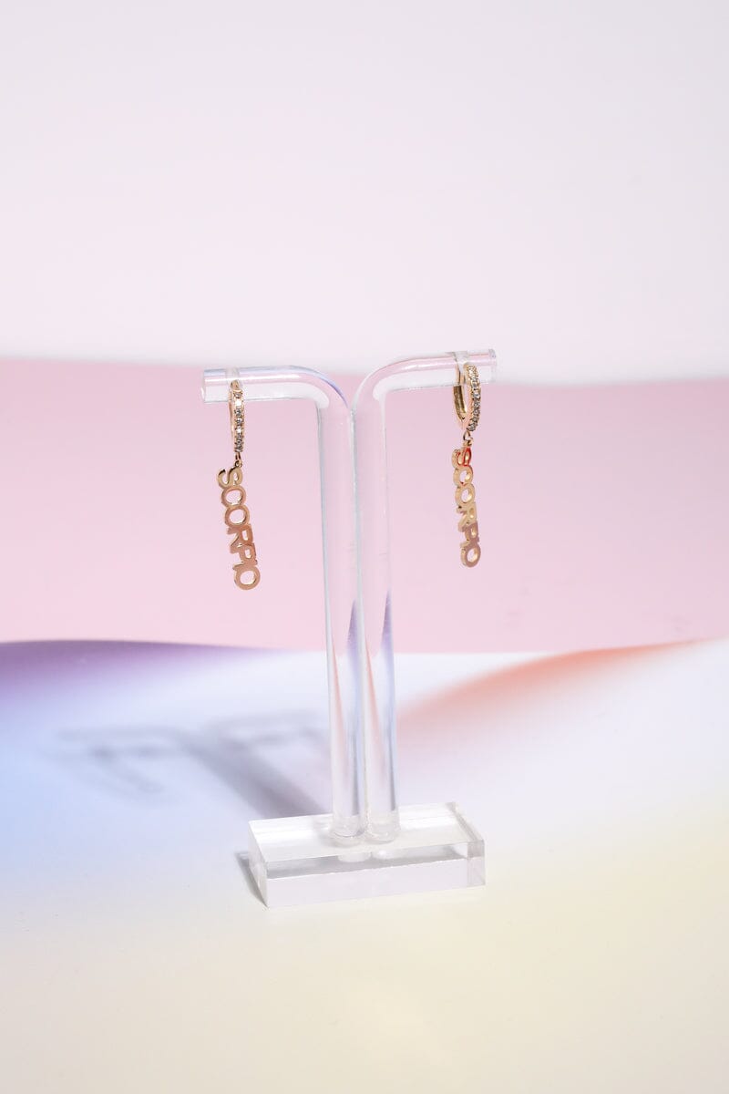 Scorpio Crystal Zodiac Charm Dangle Earrings Earrings Mure + Grand Gold 