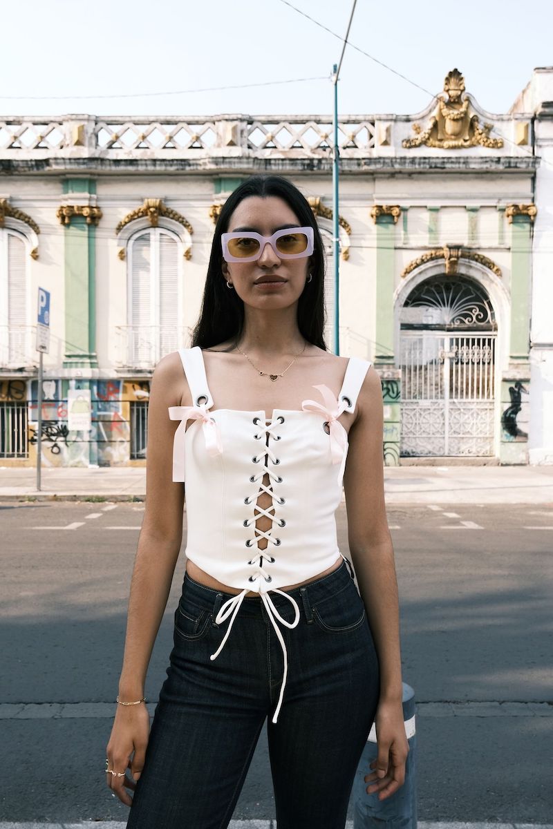 Selkie Ribbon Corset Top in Ivory Clothing Selkie 