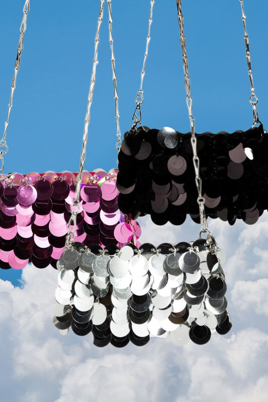 Sequin Shimmer Chain Mail Handbag Bag Fame 