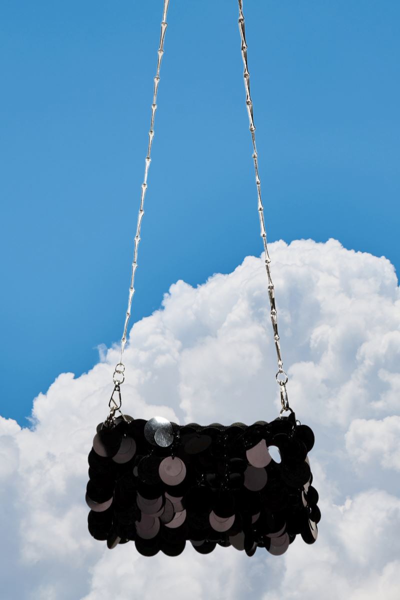Sequin Shimmer Chain Mail Handbag Bag Fame Black 