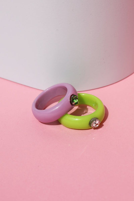 Small Colorful Rhinestone Resin Ring Rings Mulberry & Grand 