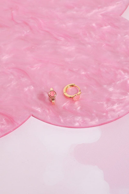 Smiles for Miles Sterling Silver Huggie Earrings Earrings mure + grand Pink 