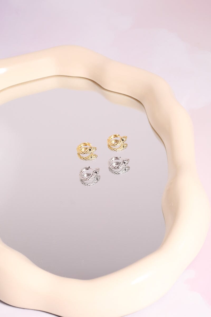Snake Sterling Silver Charm Huggie EarringsMure + Grand