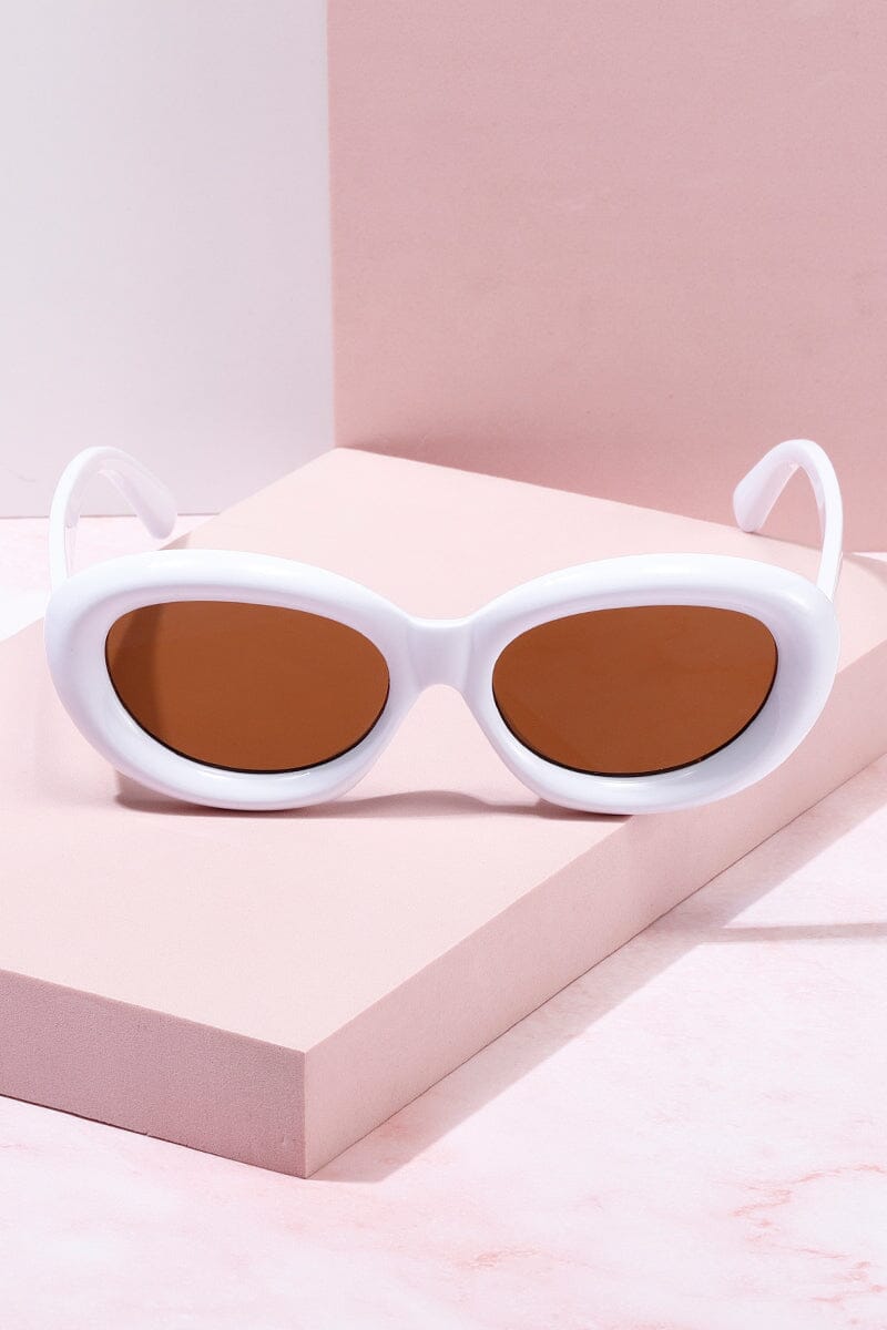 Soft Serve Puff Frame Sunglasses Sunglasses mure + grand White/Lt Brown 