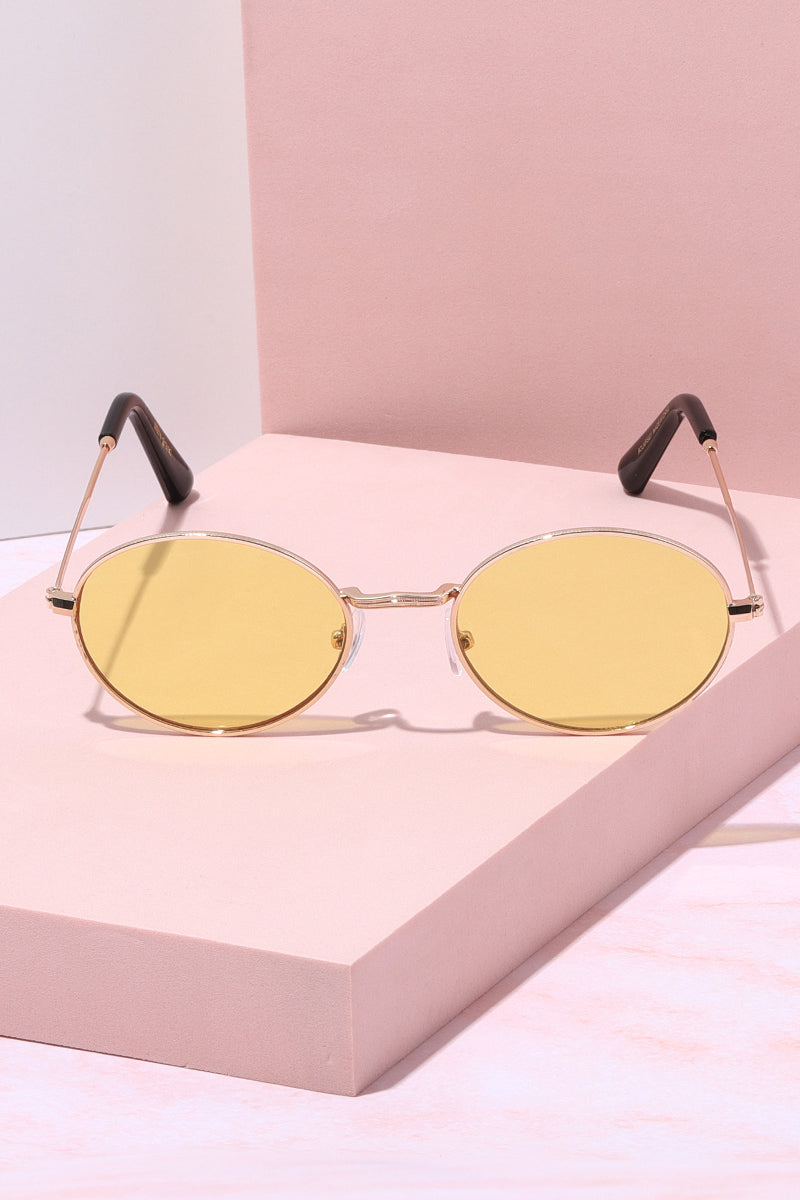 Sol Oval Metal Frame Sunglasses Sunglasses Mure + Grand Gold/Yellow 