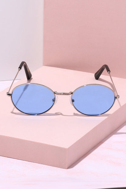 Sol Oval Metal Frame Sunglasses Sunglasses Mure + Grand Silver/Blue 
