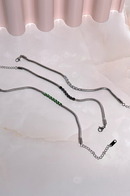 Sparkle Snake Chain Bracelet in Silver Bracelet Mure + Grand Black 