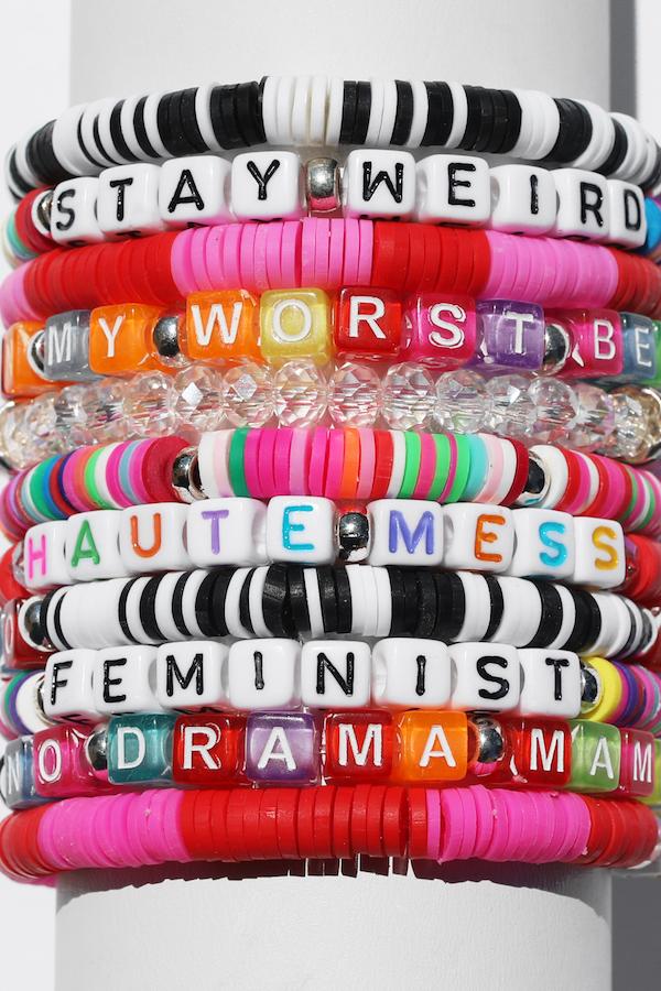 Stay Weird Colorful Inspirational Beaded Bracelet