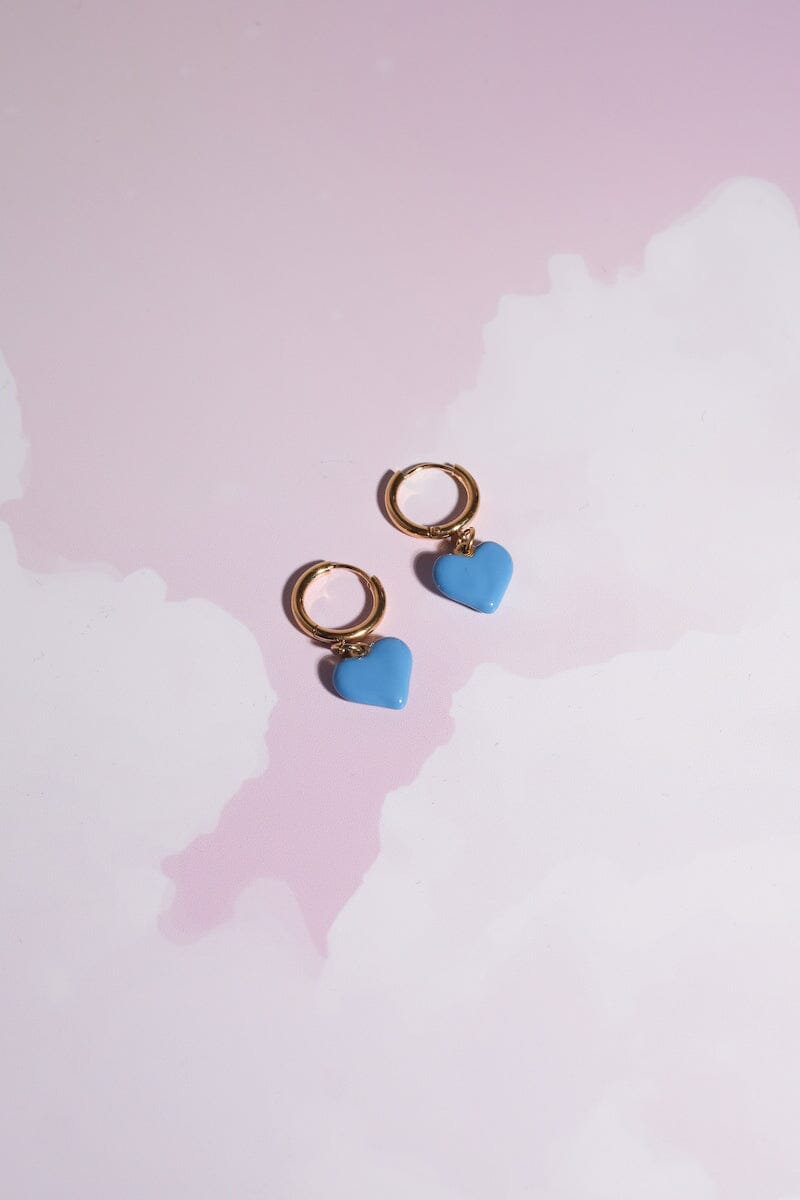 Sweetheart Huggie Charm Dangle Earrings Earrings Mure + Grand Blue 