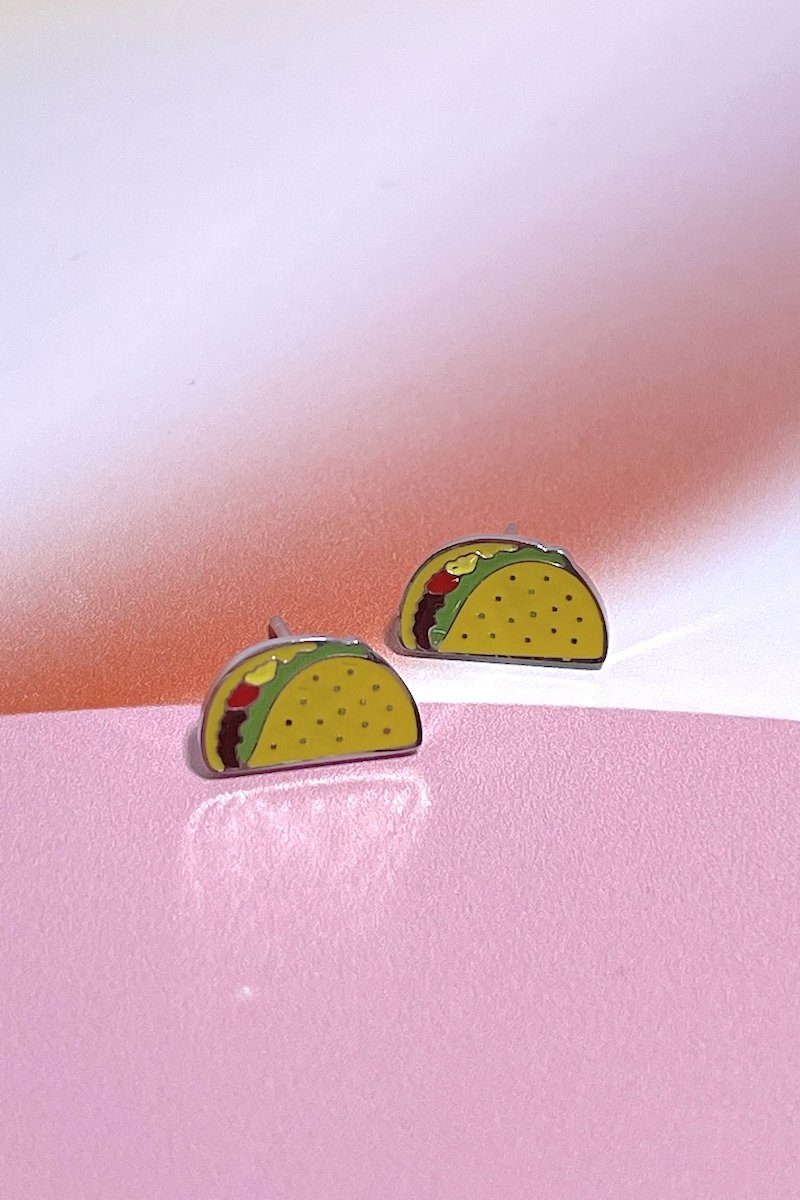 Taco Enamel Charm Stud Earrings Earrings Mure + Grand 