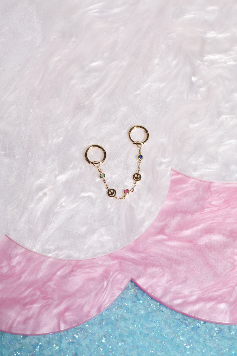 That Smile Tho Sterling Silver Double Chain Link Huggie Earrings Mulberry & Grand 