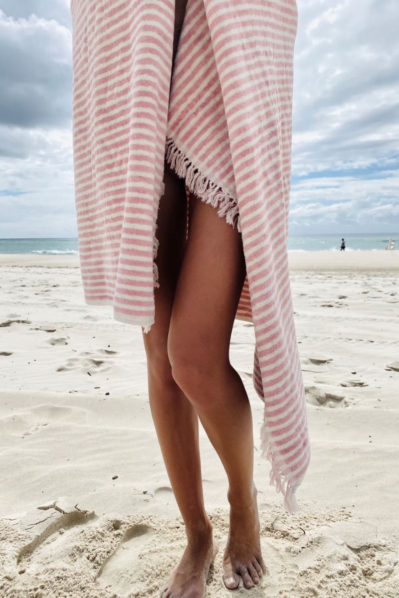 The Beach Towel in Pink Stripe Home Decor Business & Pleasure Co. 