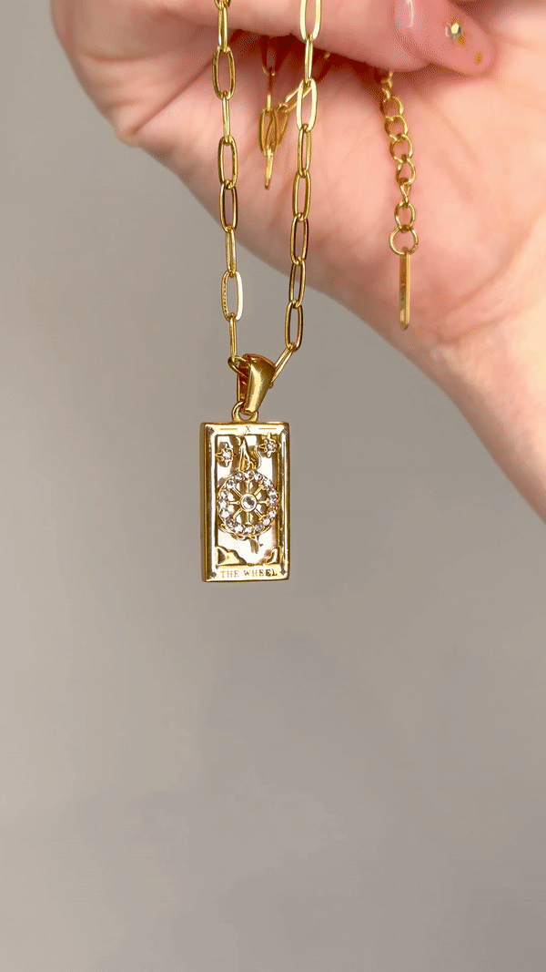 The Wheel Tarot Card Pendant Necklace Necklaces Mure + Grand 