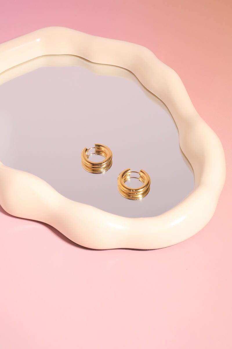 Thick Hoop Earring mure + grand Gold 