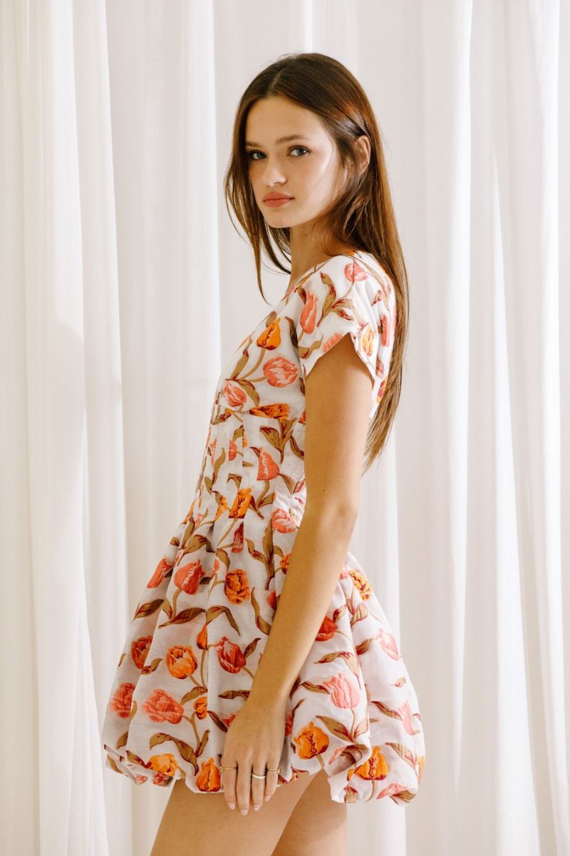 Tulip Embroidered Mini Dress Clothing Storia 