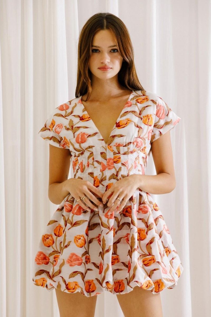 Tulip Embroidered Mini Dress Clothing Storia 