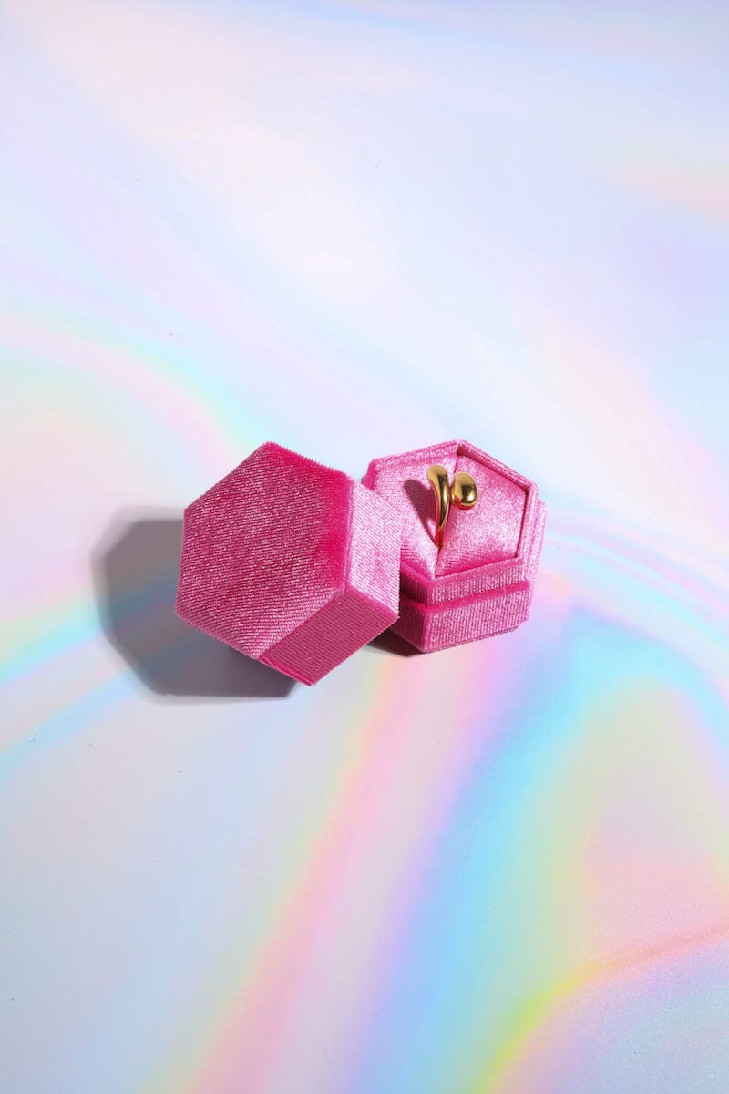 Velvet Octagon Ring Box Jewelry Box mure + grand Pink Poppy 