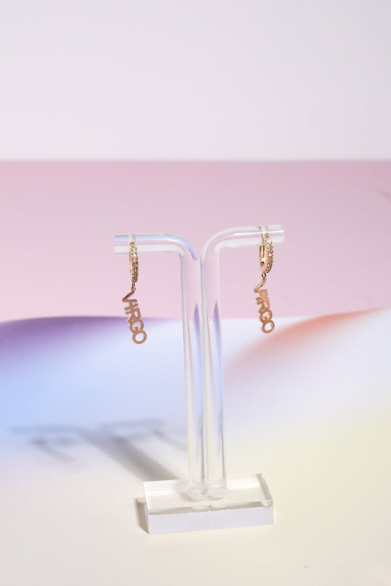 Virgo Crystal Zodiac Charm Dangle Earrings Earrings Mure + Grand Gold 