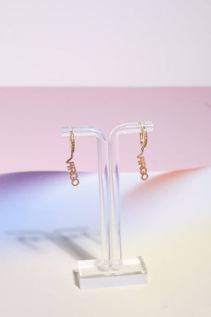 Virgo Crystal Zodiac Charm Dangle Earrings Earrings Mure + Grand Gold 