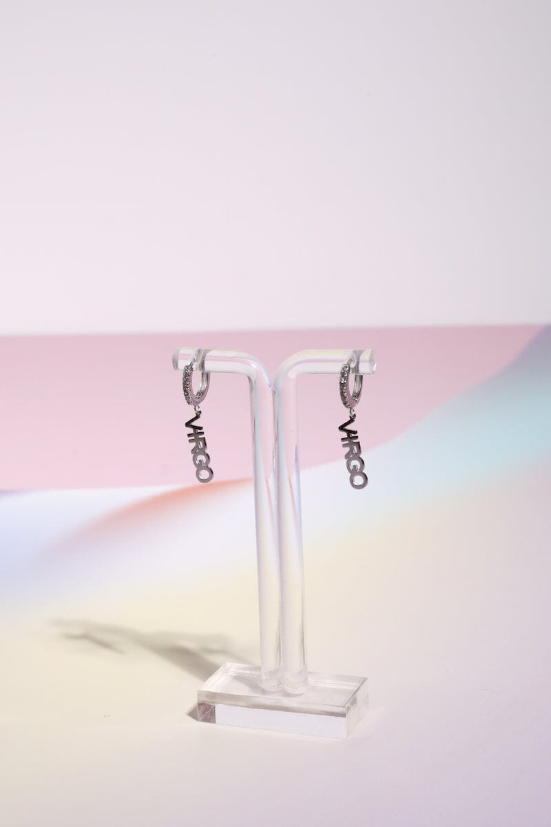 Virgo Crystal Zodiac Charm Dangle Earrings Earrings Mure + Grand Silver 