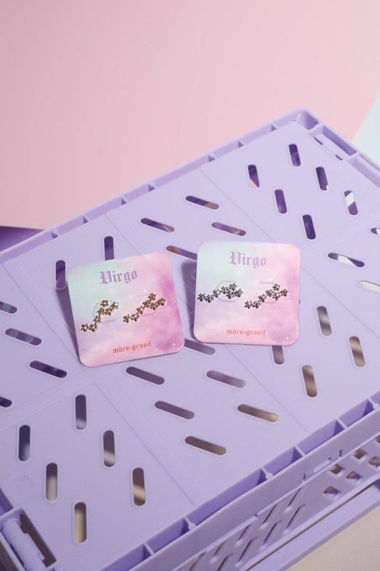 Virgo Crystal Zodiac Stud Earrings Earrings Mure + Grand