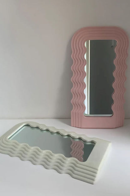 Wavy Ceramic Mirror Home Decor Filtrum Home Ivory 